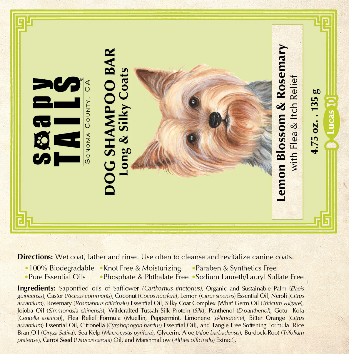 Dog Shampoo Bar Lemon & Rosemary Long & Silky Coats - Image 3